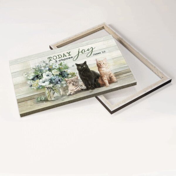 Religious Christian Home Decor Gift: Jesus & Cats Landscape Poster – Choose Joy Today
