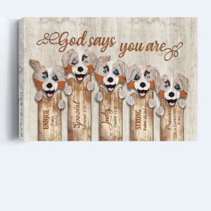 Jesus & Australian Shepherd Landscape Poster Home Decor Gift - Christian Gift - God Says You Are 1
