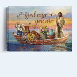Jesus Landscape Poster Home Decor Gift - Stunning Boat Flower Pot Hummingbird - Christian Gift from God 1