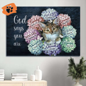 Jesus Landscape Poster - Cat Hydrangea Butterfly Home Decor Gift for Christian