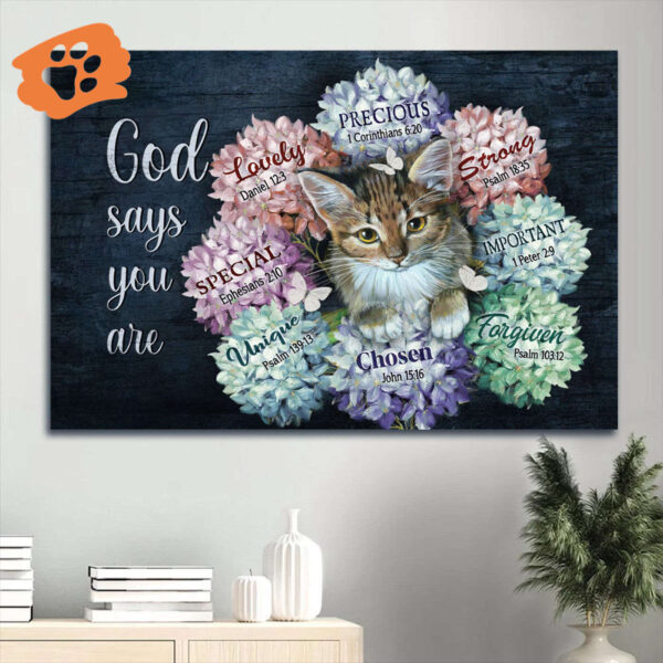 Jesus Landscape Poster – Cat Hydrangea Butterfly Home Decor Gift for Christian