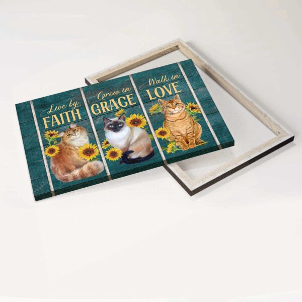 Jesus Cat and Sunflower Landscape Poster – Christian Home Decor Gift for Faithful Living