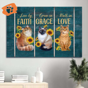 Jesus Cat and Sunflower Landscape Poster - Christian Home Decor Gift for Faithful Living
