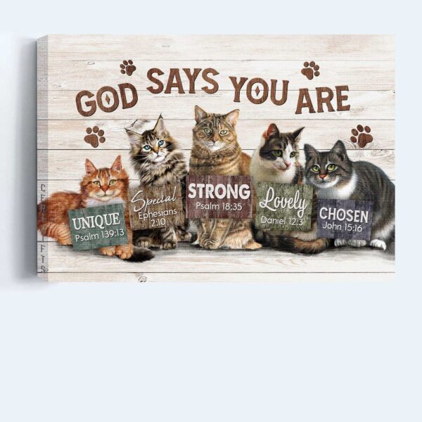 Jesus & Cat Landscape Poster Home Decor Gift – Christian & Cat Lover Gift – God Says You Are