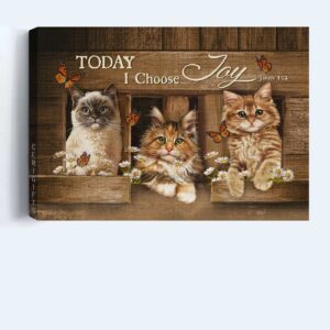 Today I Choose Joy Jesus Landscape Poster Home Decor Gift - Cat Daisy Butterfly - Christian Gift 1
