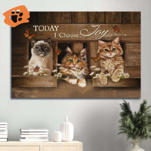 Today I Choose Joy Jesus Landscape Poster Home Decor Gift - Cat Daisy Butterfly - Christian Gift