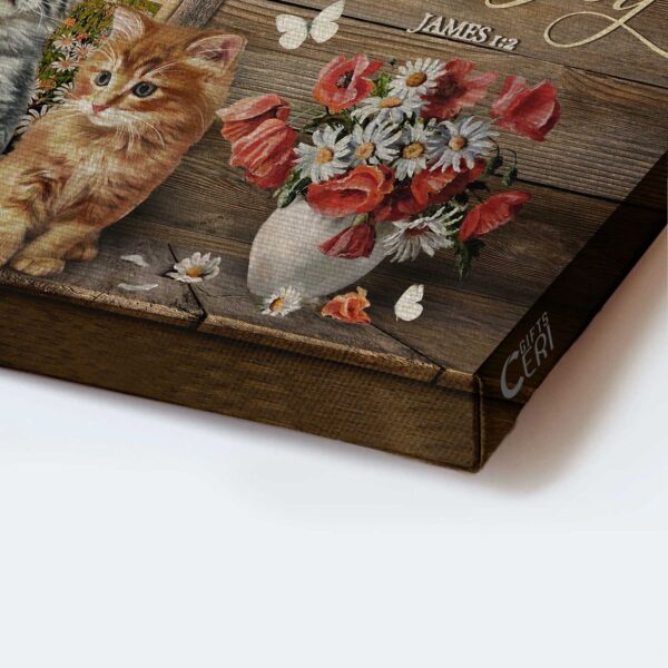 Jesus Landscape Poster Home Decor Gift – Cat Poppy Daisy Field Butterfly – Christian Joy Gift