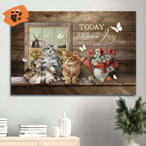Jesus Landscape Poster Home Decor Gift - Cat Poppy Daisy Field Butterfly - Christian Joy Gift