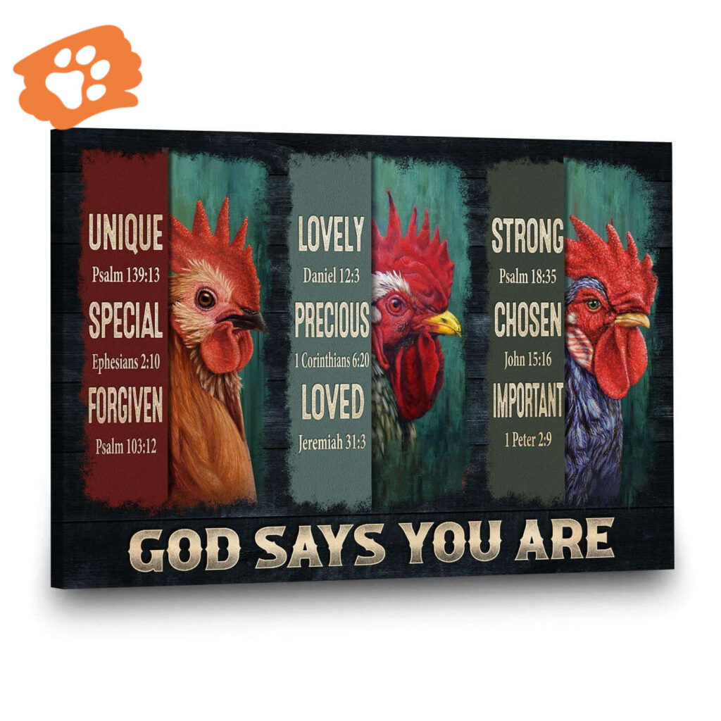 Jesus & Chicken Landscape Poster Home Decor Gift – Gift for Christian – God Says You Are