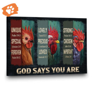 Jesus & Chicken Landscape Poster Home Decor Gift - Gift for Christian - God Says You Are