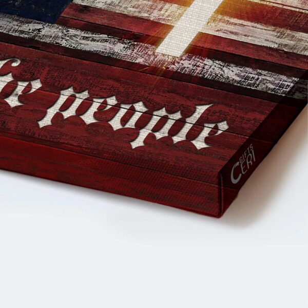 Jesus Cross & US Flag Landscape Poster Home Decor Gift for Christian Patriotic Decor 1776