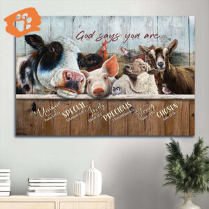 Christian Home Decor Gift: Jesus Landscape & Animal Drawing Poster - God Says You Are