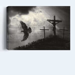 Christian Home Decor: Jesus Landscape Poster with Dove Baptism Holy Spirit & Cross 3