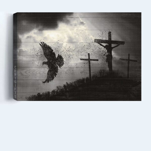 Christian Home Decor: Jesus Landscape Poster with Dove Baptism Holy Spirit & Cross