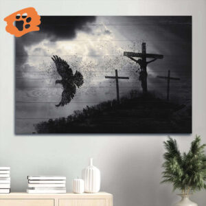 Christian Home Decor: Jesus Landscape Poster with Dove Baptism Holy Spirit & Cross