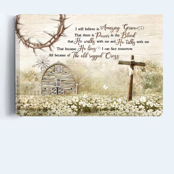 Amazing Grace Jesus Landscape Poster: Flower Field Countryside Painting Home Decor Gift for Christian