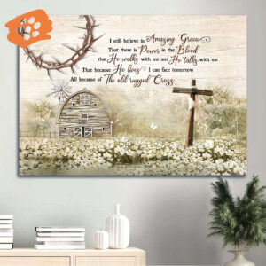 Amazing Grace Jesus Landscape Poster: Flower Field Countryside Painting Home Decor Gift for Christian