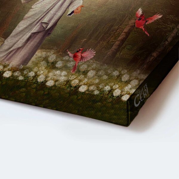 Jesus Landscape Poster – Stunning Forest Painting for Christian Home Decor Gift