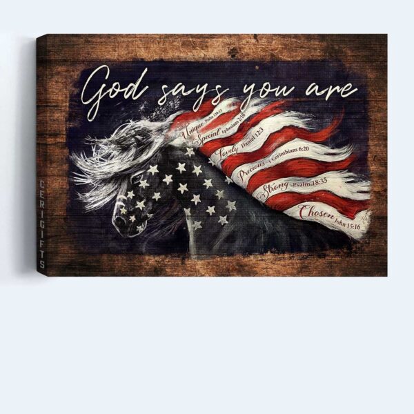 Jesus and Horse America Flag Landscape Posters – Christian Home Decor Gifts from God