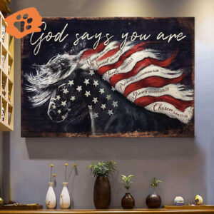 Jesus and Horse America Flag Landscape Posters - Christian Home Decor Gifts from God