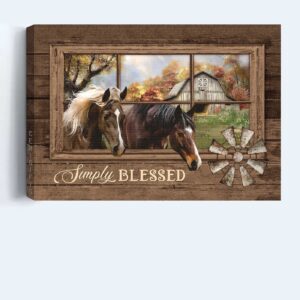 Jesus Landscape Poster Home Decor - Stunning Horse Farm and Windmill Art - Simply Blessed Gift for Christians 1
