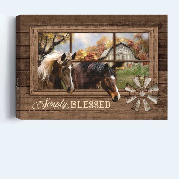 Jesus Landscape Poster Home Decor – Stunning Horse Farm and Windmill Art – Simply Blessed Gift for Christians