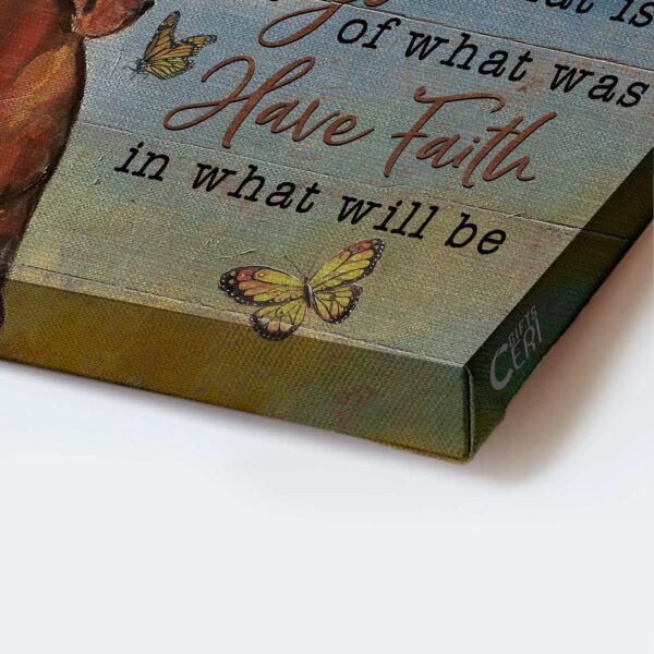 Jesus Landscape & Horse Painting Poster- Christian Home Decor Gift with Yellow Butterfly- Accept What Is Let Go