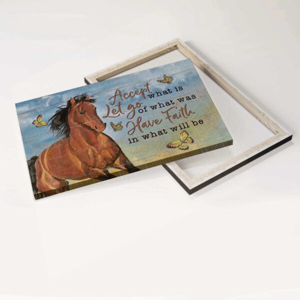 Jesus Landscape & Horse Painting Poster- Christian Home Decor Gift with Yellow Butterfly- Accept What Is Let Go