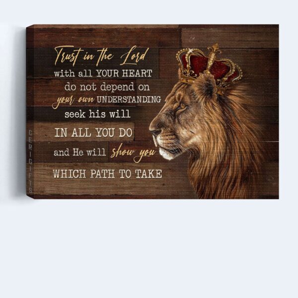 Jesus Lion & Crown Landscape Poster Home Decor Gift – Christian Trust In The Lord