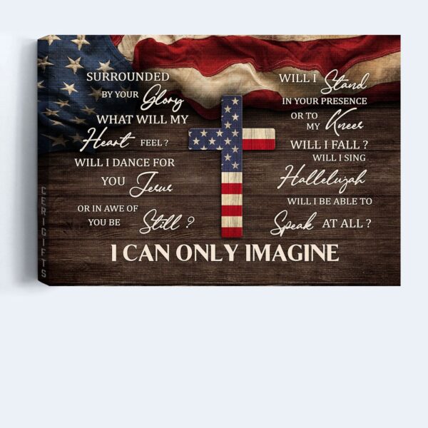 Religious Christian Home Decor: Jesus & Cross Landscape Posters – America Flag Gift
