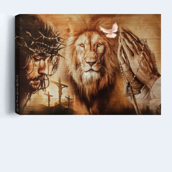 Religious Christian Landscape Poster: Jesus & Lion Healing Prayers Home Decor Gift