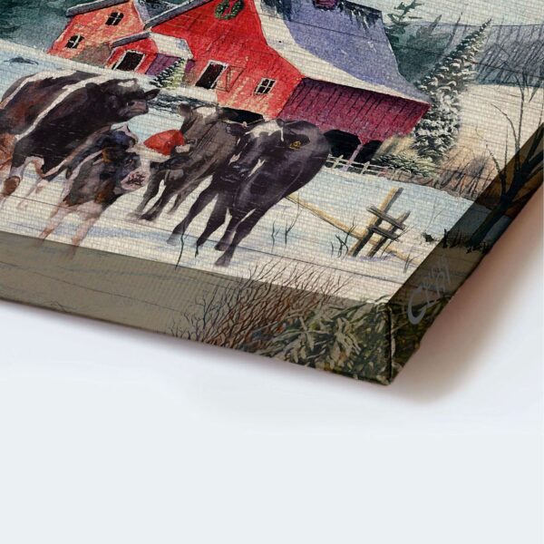 Religious Christian Jesus Landscape Poster Home Decor Gift – Winter Farm Red Barn – Angus Aberdeen – Journey Home Blessing