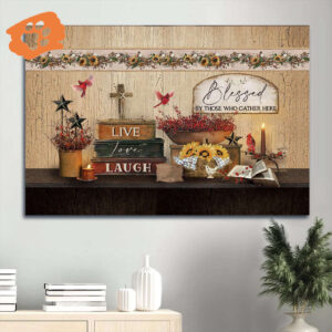 Blessed Jesus Landscape Poster Home Decor - Antique Books Cardinal Drawing Baby Flower - Gift for Christian