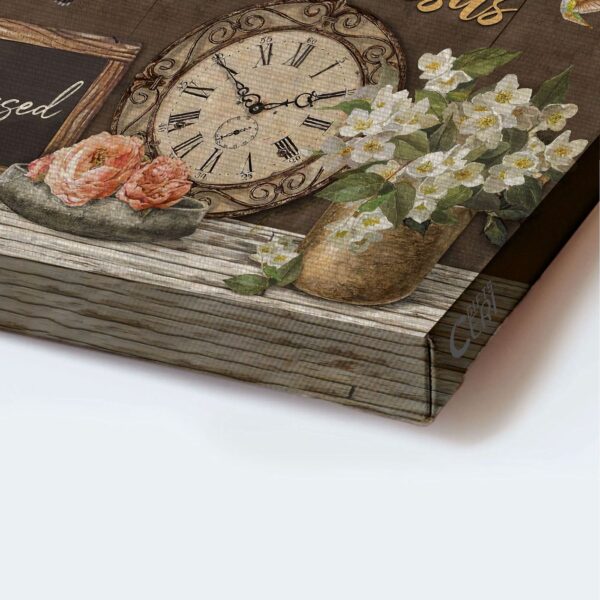 Christian Home Decor Gift: Jesus Landscape Poster with Antique Clock Cotton Flower and Jasmine – Perfect Gift for Christians
