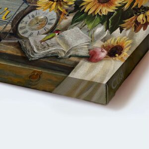 Christian Home Decor Gift: Jesus Landscape Poster with Antique Clock Sunflower Vase and Old Bible - God Will Meet Your Needs 1