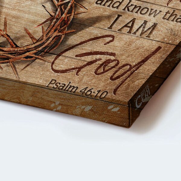 Jesus Landscape Poster Home Decor Gift – Antique Crown of Thorn Wooden Cross – Gift for Christian – Be Still and Know