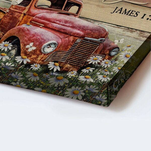 Vintage Jesus Landscape Poster – Christian Home Decor Gift with Ladybug Car and Daisy Field – Choose Joy Today