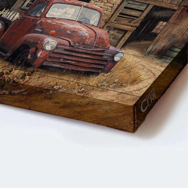 Vintage Jesus Landscape Poster Home Decor Gift – Antique Ladybug Car Old Farm & Sunflower Garden – Perfect Christian Gift