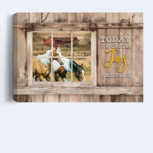 Jesus Landscape Poster Home Decor Gift - Antique Window Dream Horses Green Farm - Gift for Christian - Choose Joy 1