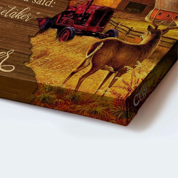 Autumn Farm Deer Red Tractor Jesus Landscape Poster – Christian Home Decor Gift