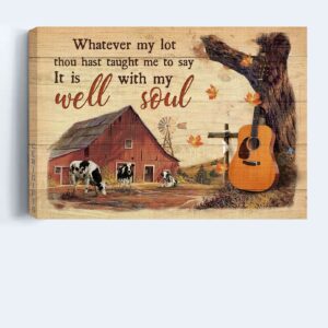 Autumn Farm & Cow Landscape Poster - Christian Home Decor Gift with Inspirational Quote 3