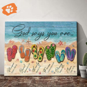 Jesus Beach Landscape Poster - Unique Home Decor Gift for Christians - God Says You Are