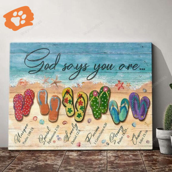 Jesus Beach Landscape Poster – Unique Home Decor Gift for Christians – God Says You Are