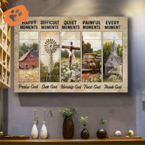 Jesus Landscape Poster: Beautiful Farm & Peaceful Farmhouse Decor Gift for Christian - Thank God Every Moment