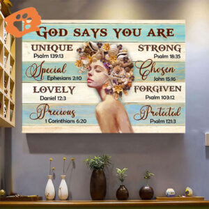 Jesus Landscape Poster: Beautiful Girl with Seashell Hair - Christian Home Decor Gift