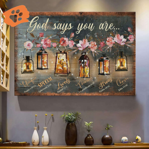 Jesus Landscape Poster & Begonia Flower  Poster Home Decor Gift: Christian Home Decor Gift