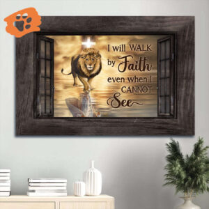 Christian Home Decor Gift: Jesus Lion Sunset Landscape Poster - Faith Inspired