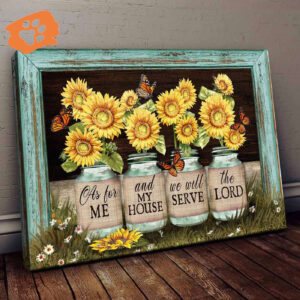 Jesus Landscape Poster Home Decor Gift - Sunflower Jars Butterfly Picture Frame - Christian Gift
