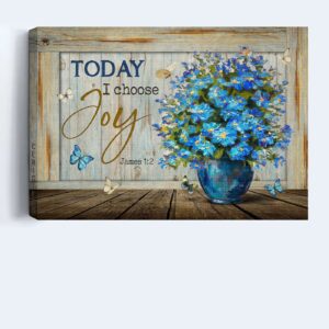 Christian Home Decor Gift: Jesus Landscape Poster with Blue Flowers and Butterflies 1