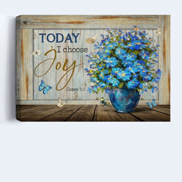 Christian Home Decor Gift: Jesus Landscape Poster with Blue Flowers and Butterflies
